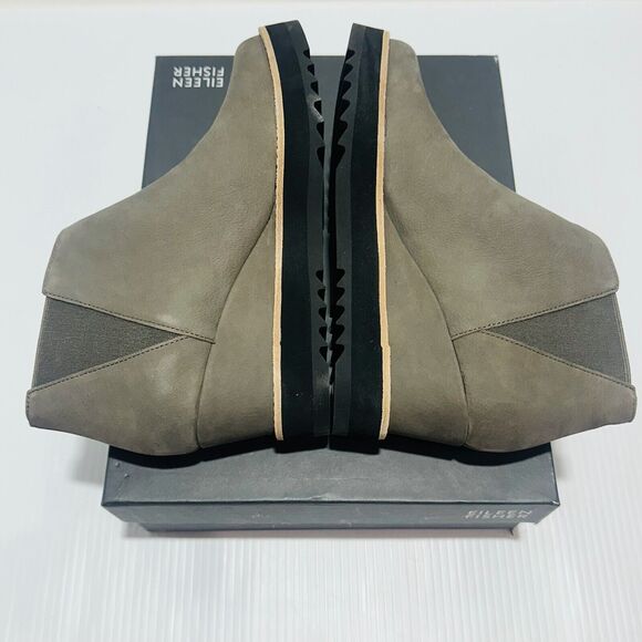 Eileen Fisher Caddy-TN Women's US 9.5M Chelsea Bootie Graphite Nubuck Wedge Heel - Picture 7 of 15